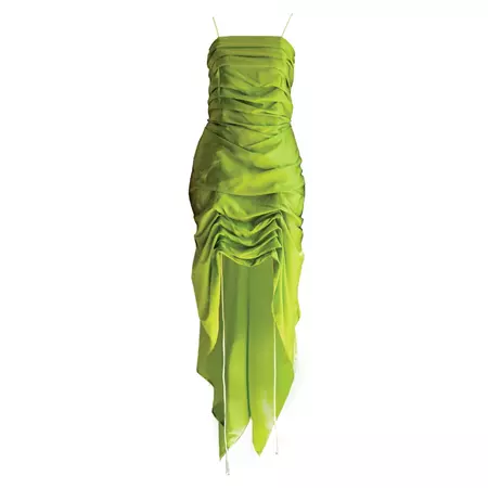 Silk Ruched Bungee Dress - Green | Formula S7 | Wolf & Badger