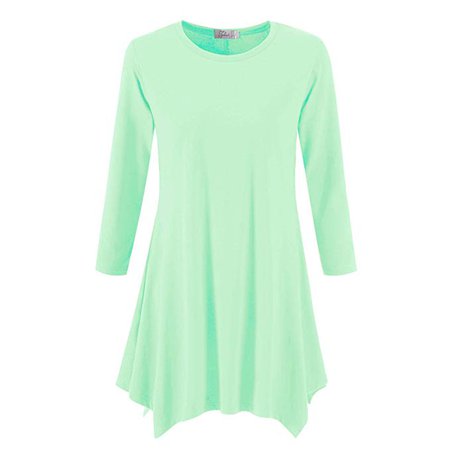 Topdress Women's Swing Tunic Tops 3/4 Sleeve Loose T-Shirt Dress at Amazon Women’s Clothing store