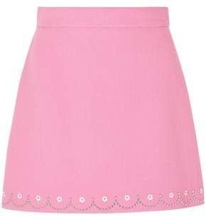 Studded Wool-crepe Mini Skirt