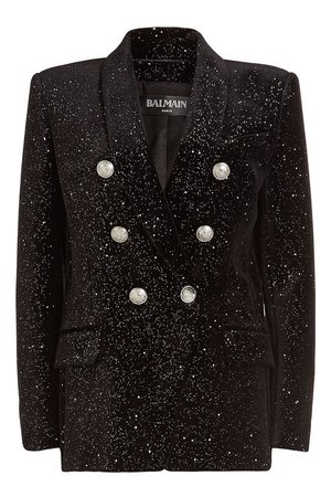 Balmain - Milky Way Velvet Blazer with Embossed Buttons - black