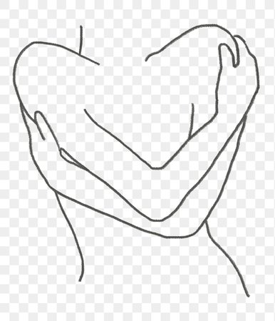 Png woman’s body line art arms hugging… | Free stock illustration | High Resolution graphic