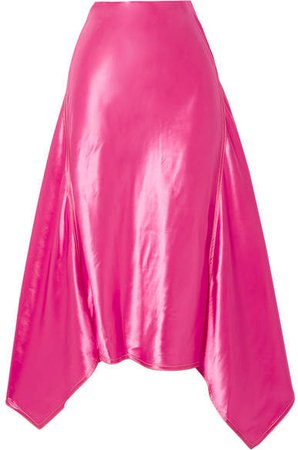 Darby Asymmetric Satin Midi Skirt - Pink