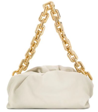 white shoulder bag with chains