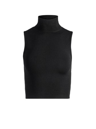 Darina Mock Neck Fitted Cropped Tank In Black | Alice And Olivia
