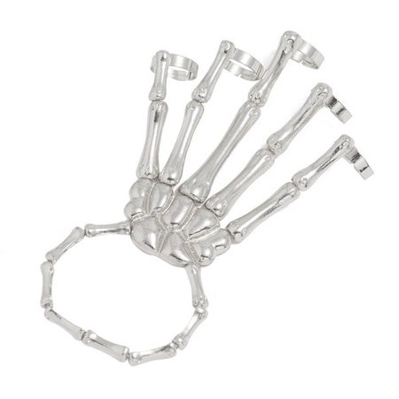 Halloween Skeleton Bracelet Metal Skull Finger Ring Wristband - Walmart.com