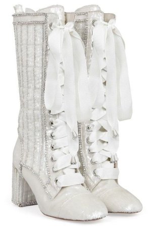 white high boots with ling laces