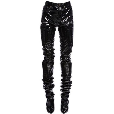 Saint Laurent Women Boyfriend Faux Patent Leather Pants ($960)