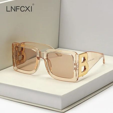 LNFCXI New Fashion Oversized The Letter B Square Luxury Trend Sunglasses Women Men Retro Rectangle Sunglasses Gafas De Sol - AliExpress