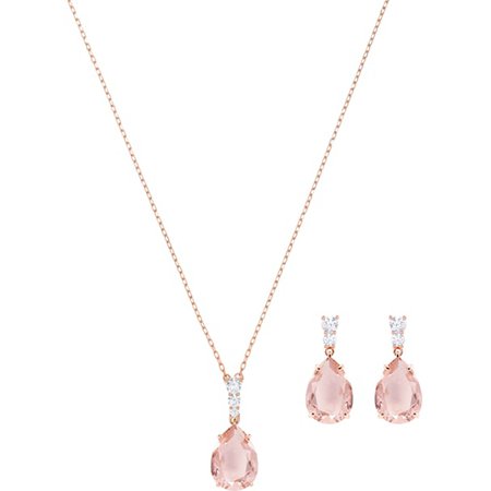 Pink Rose-gold tone plated Necklace & Earrings