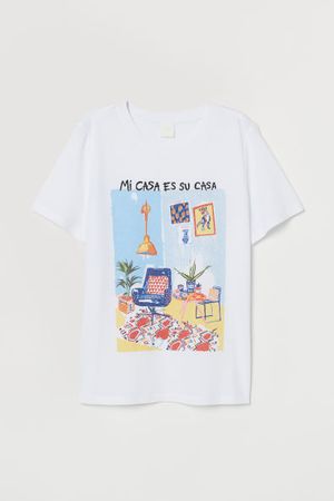 T-shirt - White/Mi Casa - Ladies | H&M US
