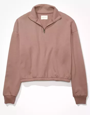 AE Fleece Cinched Quarter Zip Sweatshirt pink