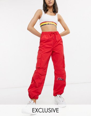 Fila cargo trousers with embroidered logo and pockets | ASOS