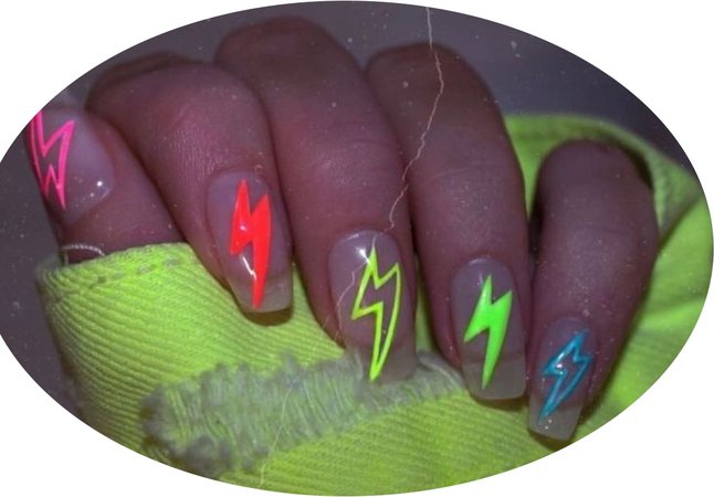 neon lighting bolt nails