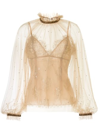 Marchesa two-part Layered Tulle Blouse - Farfetch