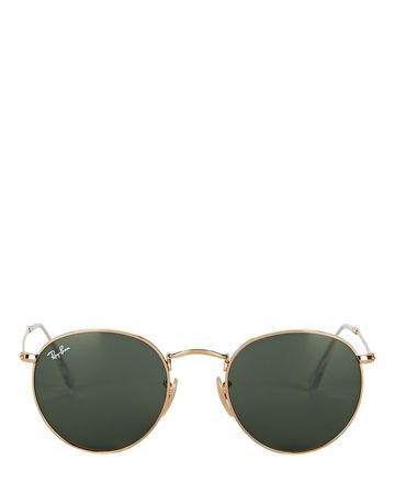 Ray-Ban Round Metal Sunglasses in Black | INTERMIX®