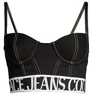 Versace Jean Couture Lady Logo Print Bustier