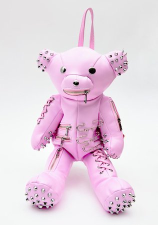 Current Mood Spiked & Safety Pin Teddy Bear Backpack - Pastel Pink – Dolls Kill