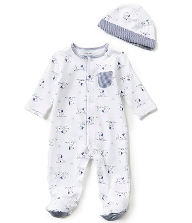 Little Me Baby Boys Preemie-9 Months Puppy Toile Printed Footed Coverall & Hat Set | Dillard's