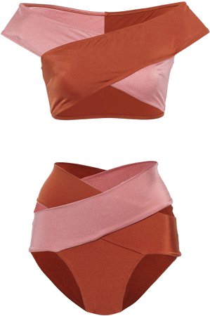 OYE Swimwear Lucette Contrast Off-The-Shoulder Bikini Size: XS