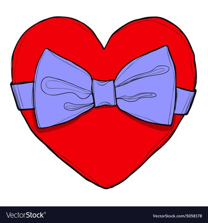 Red heart with bow Royalty Free Vector Image - VectorStock