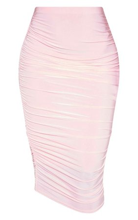 Baby Pink Second Skin Midi Skirt | PrettyLittleThing USA