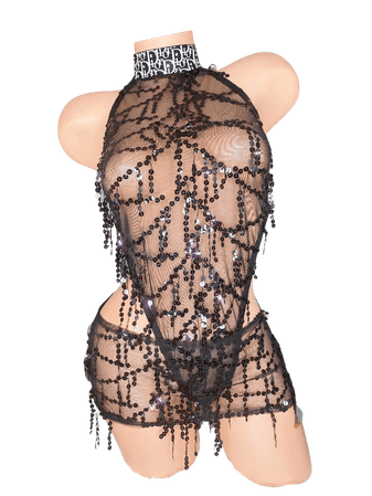 burlesque stripper beaded skirt set tops etsy black