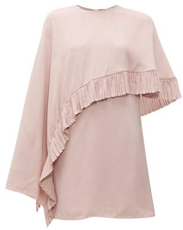 Asymmetric Cape Crepe Mini Dress - Womens - Pink
