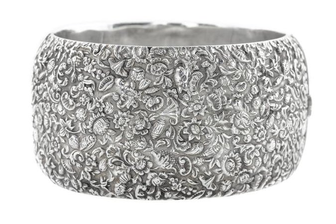 Antique Silver Wide Cuff Bangle c.1880 – Lillicoco