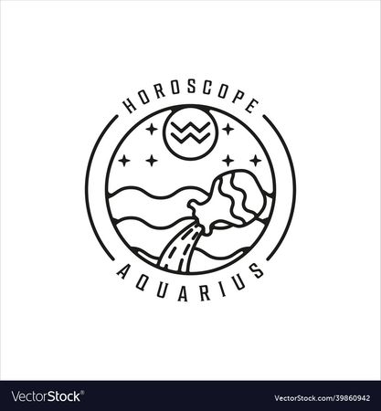 Container and water zodiac of aquarius logo line Vector Image