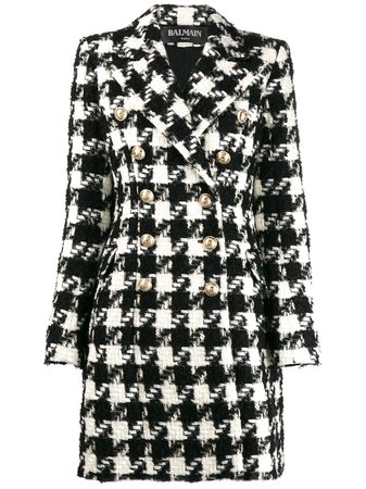 Balmain houndstooth double-breasted coat