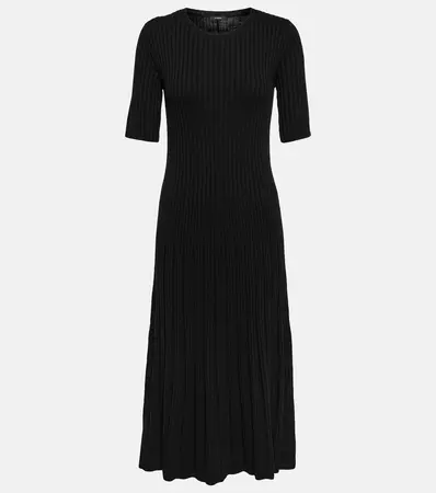 Ribbed Knit Wool Midi Dress in Black - Joseph | Mytheresa