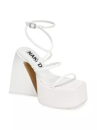 Shop Naked Wolfe Angel White Leather Platform Sandals | Saks Fifth Avenue