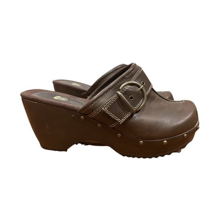 brown platform clog heels