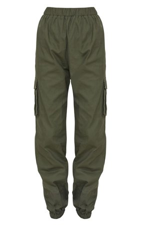 Khaki pocket detail cargo trousers| Pretty Little Thing