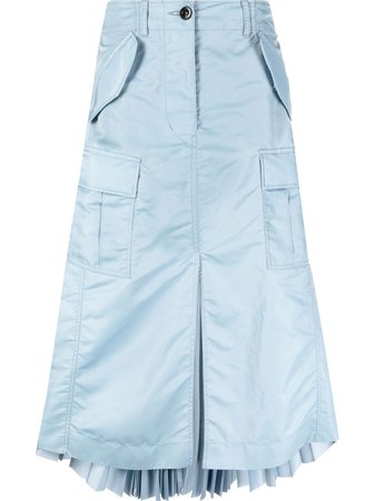 Sacai Pleated Panelled Maxi Skirt - Farfetch