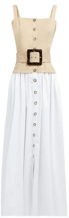 Marina Belted Stretch Cotton Dress - Womens - White Print