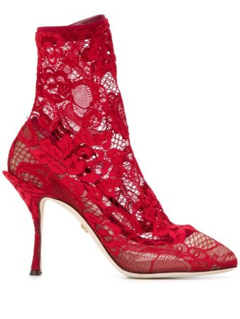 Dolce & Gabbana Lace Boots CT0524AJ315 Red | Farfetch