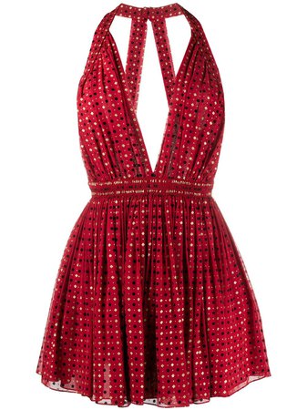 Shop red Saint Laurent floral appliqués mini dress with Express Delivery - Farfetch