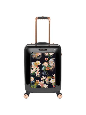 Ted Baker Opulent Bloom 4-Wheel 54cm Cabin Suitcase, Black at John Lewis & Partners