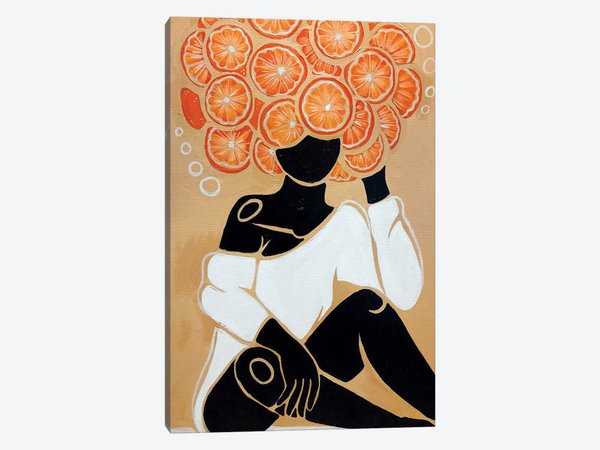 Tangerine Canvas Artwork by Colored Afros Art | iCanvas