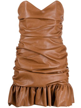Giuseppe Di Morabito ruched faux-leather mini dress brown 172DR47 - Farfetch