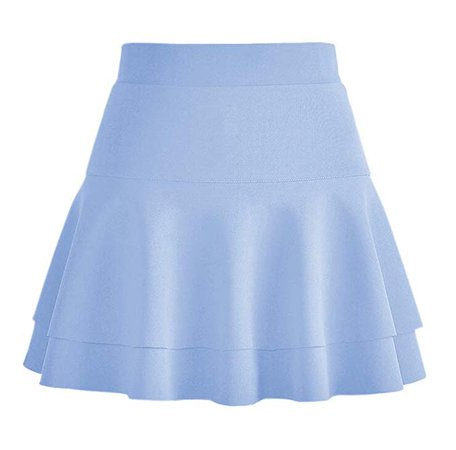 Afibi Casual Mini Stretch Waist Flared Plain Pleated Skater Skirt at Amazon Women’s Clothing store