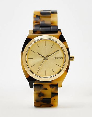 Nixon time teller acetate watch in cream tortoise shell | ASOS