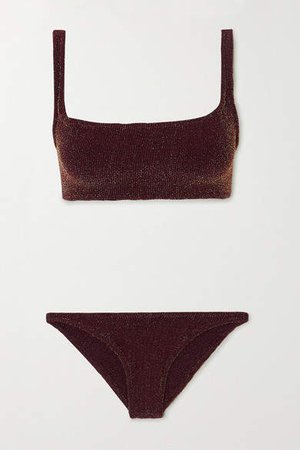 Xandra Metallic Seersucker Bikini - Burgundy