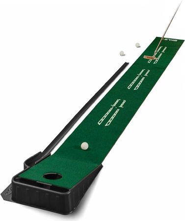Amazon.com : SKLZ ACCELERATOR PRO - Indoor Golf Putting Mat with Auto-Ball Return & Behind-the-Hole Ball Collector - Putter Alignment Guides at 3, 5 & 7 Feet - Rubber-Backed Mat Provides Multi-Surface Stability : Sports & Outdoors