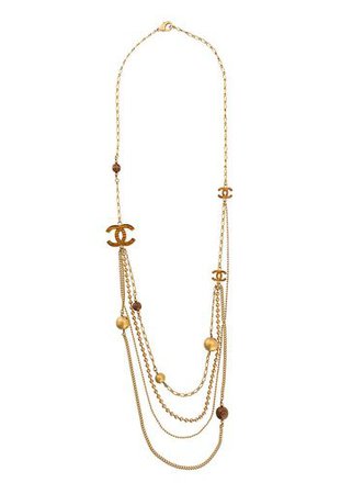Chanel Pre-Owned, Chanel Pre-Owned layered logo long necklace - Gold | Catalove