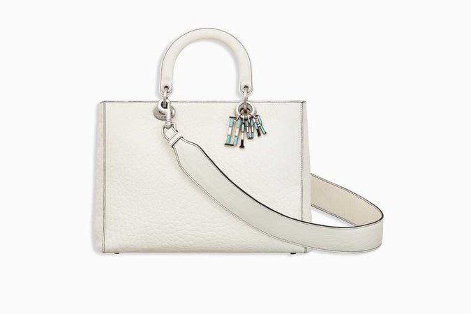 Large Lady Dior bag in off-white canyon grained lambskin - Dior