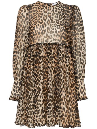 Ganni Leopard Print Mini Dress | Farfetch.com