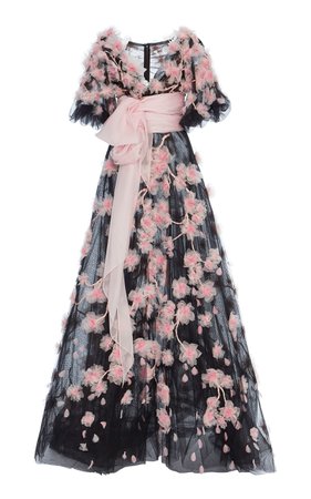Cherry Blossom Tulle Ball Gown Dress by MARCHESA