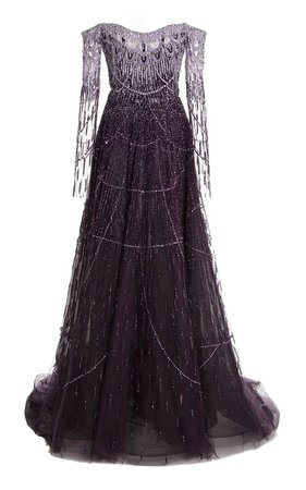 Sequin-Embellished Tulle Off-The-Shoulder Gown by Pamella Roland | Moda Operandi